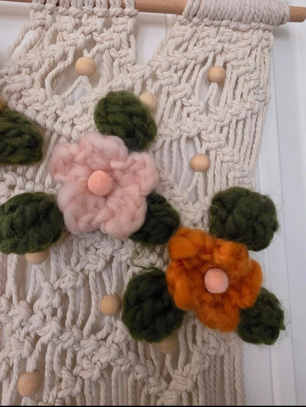 34.5x19 in Fringe Floral Macrame Crochet Wall Art Decor Tapestry Anthropologie